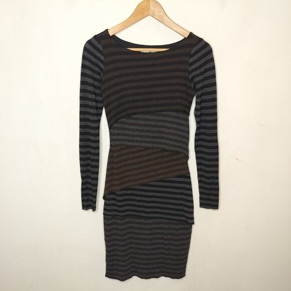Joseph Ribkoff Tiered Stretch Knit Dress Striped - Picture 1 of 10